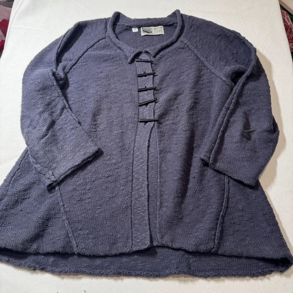 Habitat Clothes to Live In Cardigan 100% Cotton Size M Navy Blue Textured Button